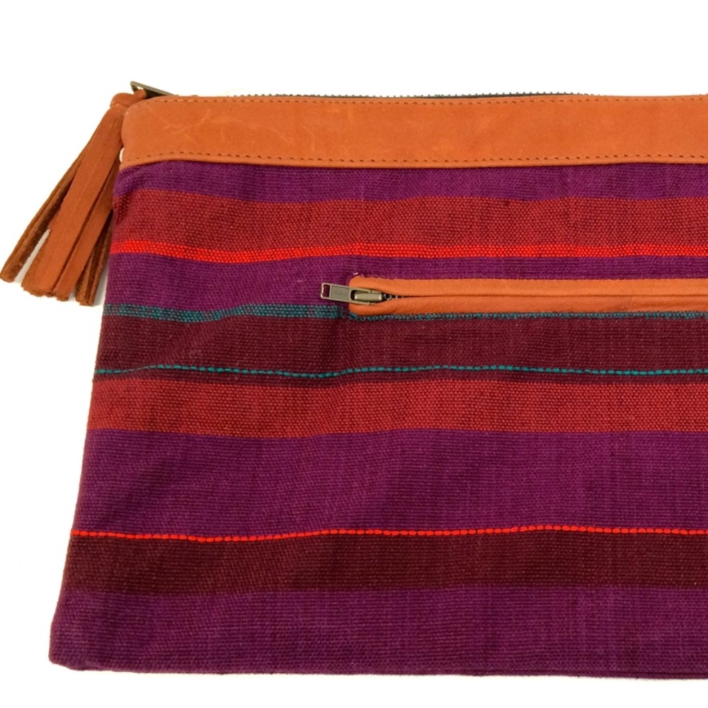 Estrella Clutch (Aubergine Stripe)